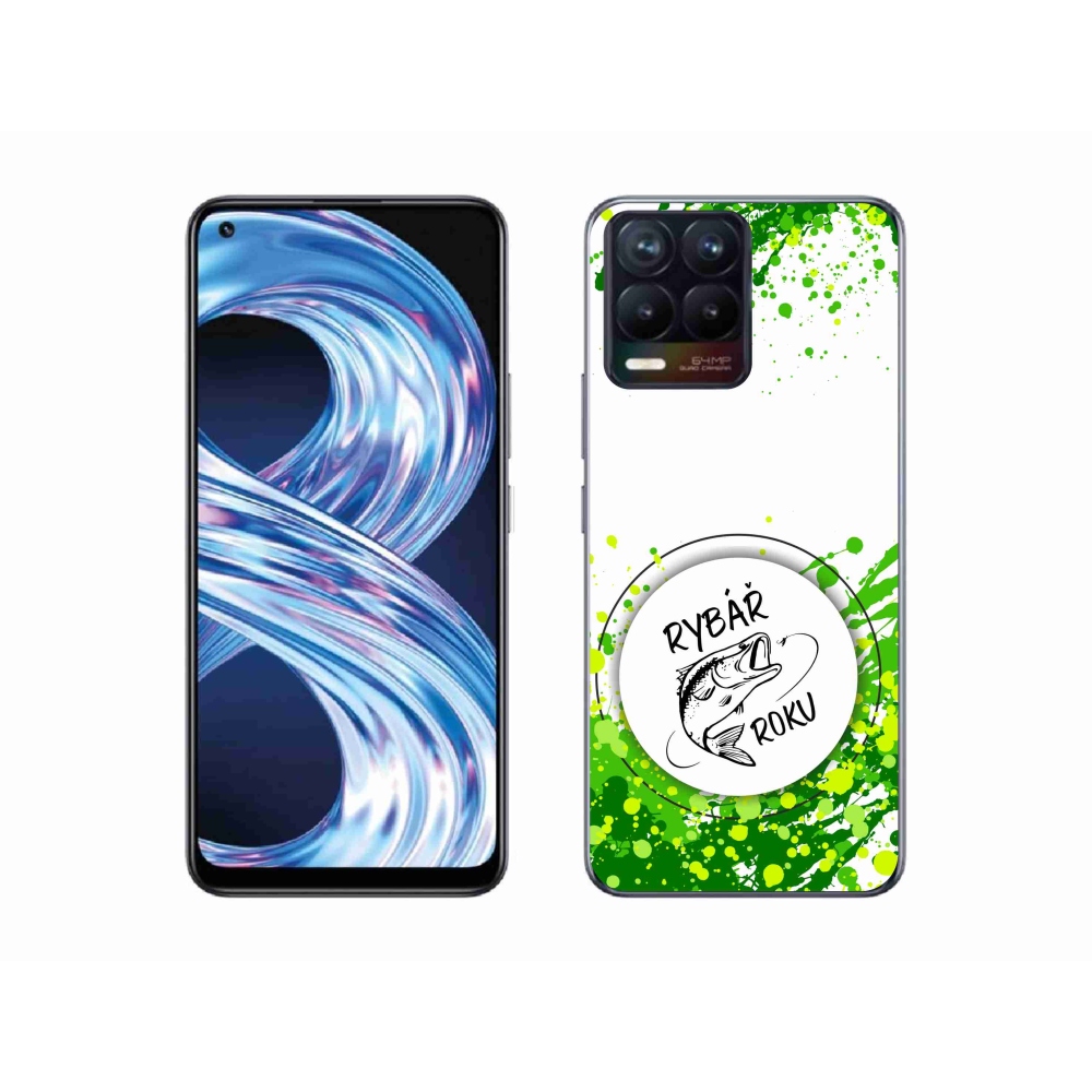 Gelový kryt mmCase na Realme 8 4G - rybář roku bílé pozadí