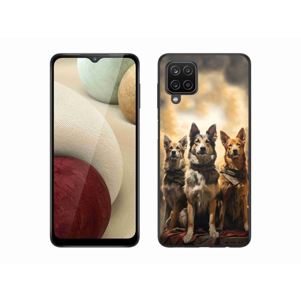 Gelový kryt mmCase na Samsung Galaxy A12 - tři psi