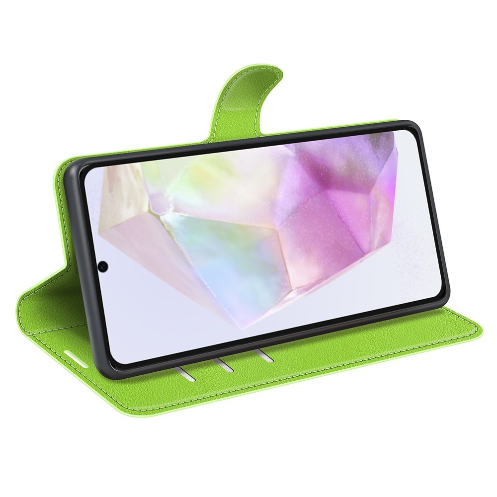 Litchi knížkové pouzdro na Samsung Galaxy A36 5G - zelené