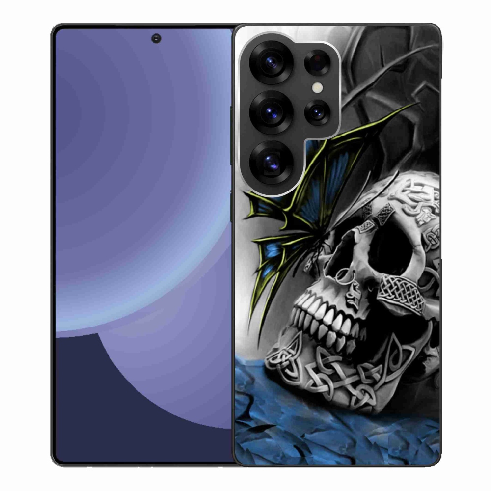 Gelový kryt mmCase na Samsung Galaxy S25 Ultra - motýl a lebka