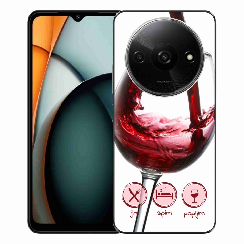 Gelový obal mmCase na Xiaomi Redmi A3 - sklenička vína červené