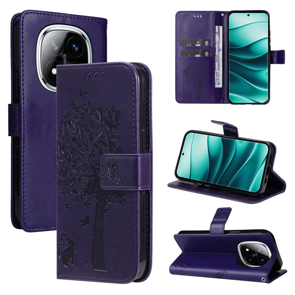 Trees knížkové pouzdro na Xiaomi Redmi Note 14 Pro 5G/Poco X7 5G/Note 14 Pro+ 5G - tmavěfialové