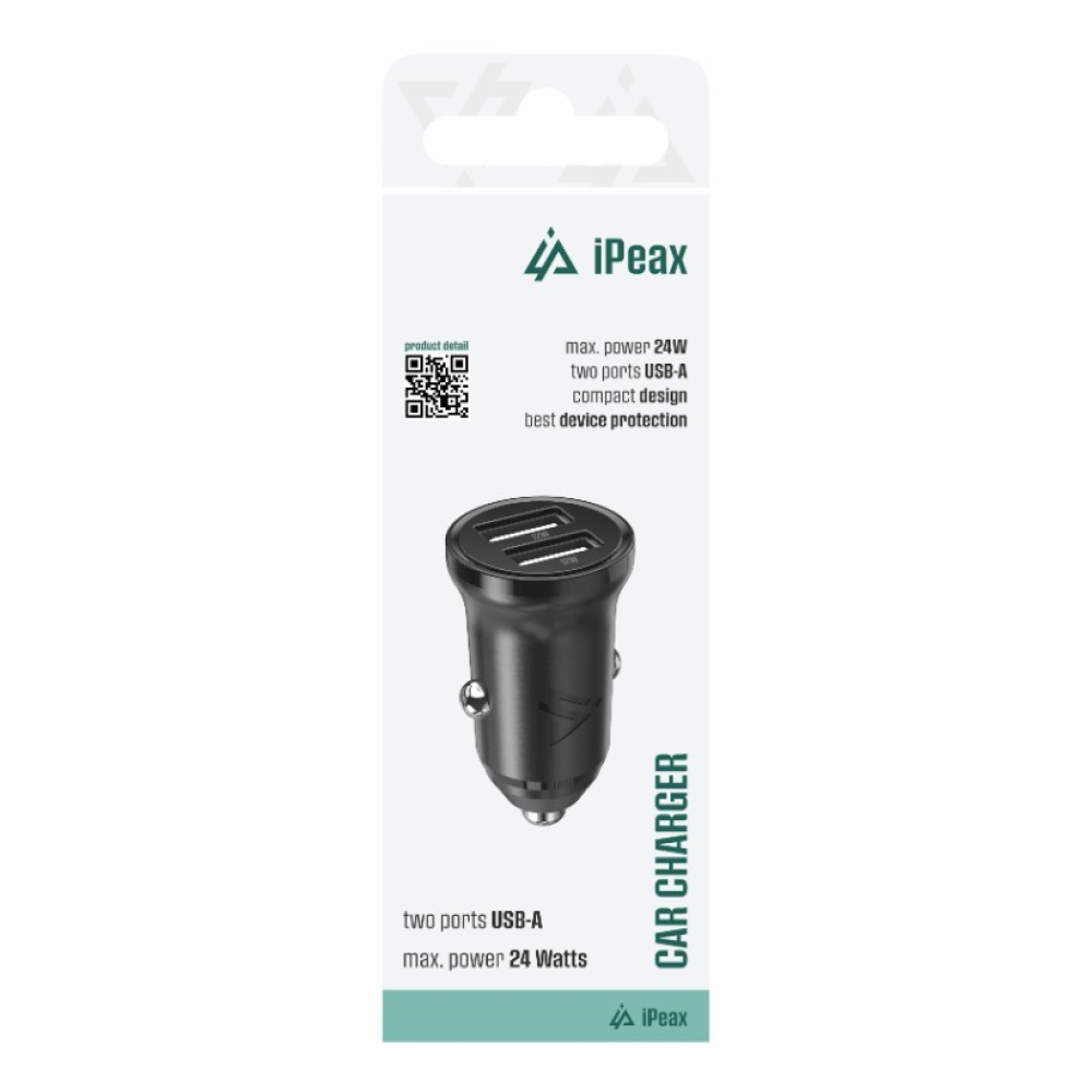 iPEAX Autonabíječka CL-02, 4,8 A, 2x USB-A - černá