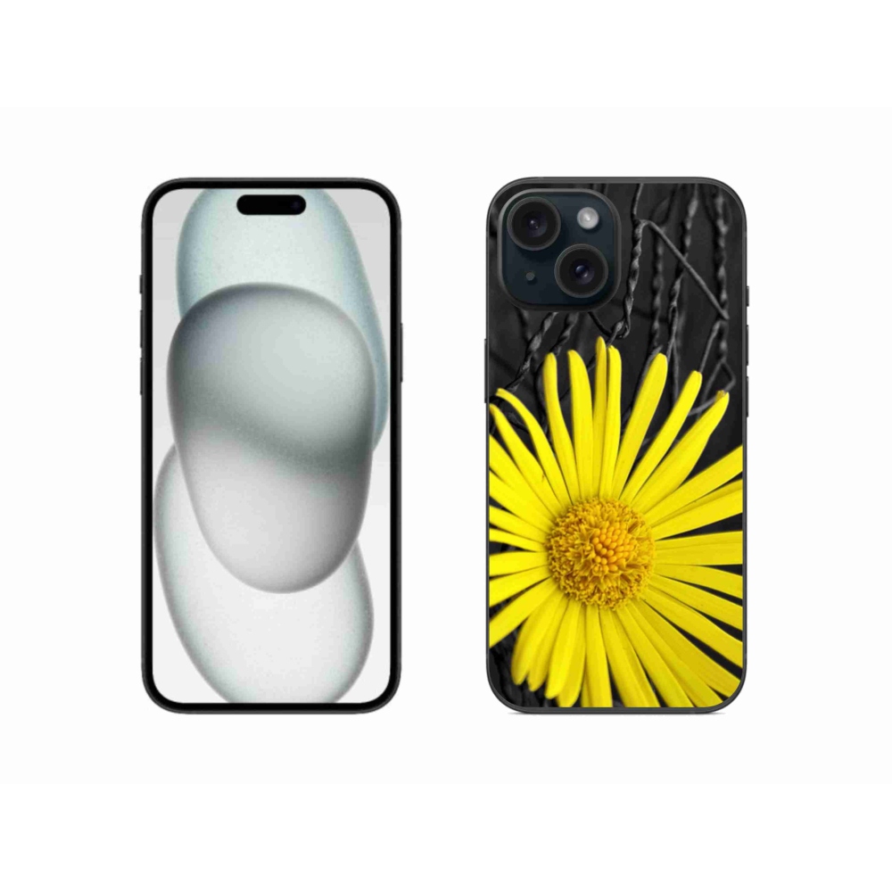 Gelový kryt mmCase na iPhone 15 - žlutá květina