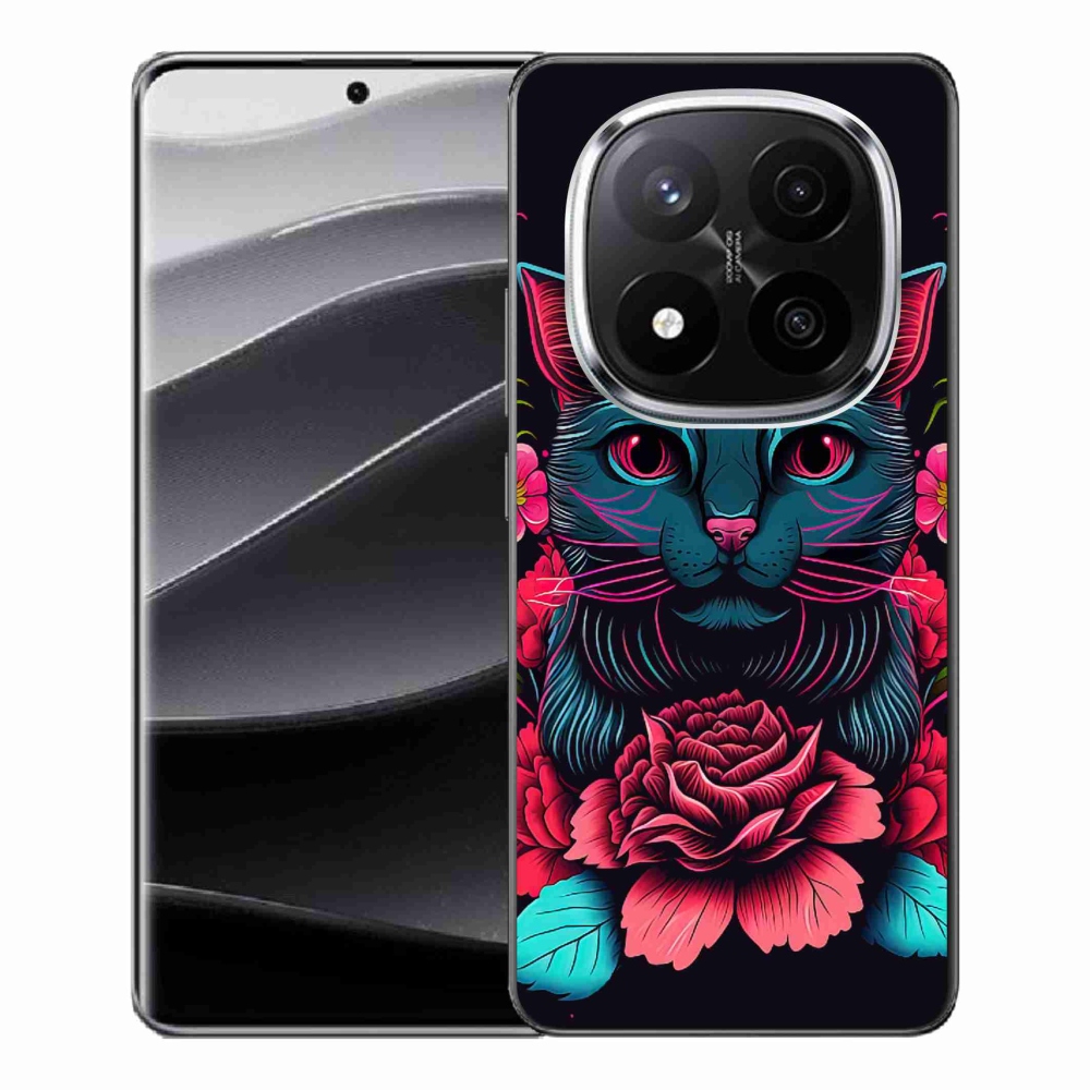 Gelový kryt mmCase na Xiaomi Redmi Note 14 Pro+ 5G - květiny a kočka