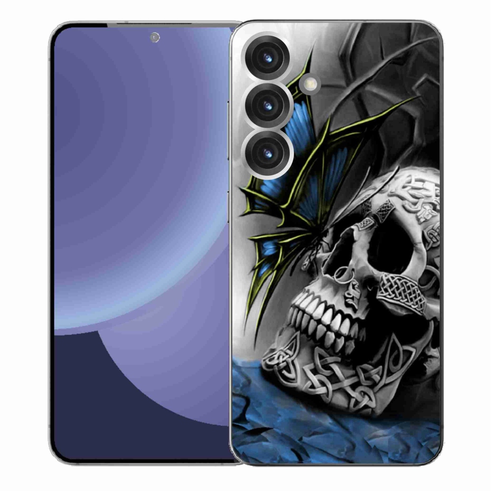 Gelový kryt mmCase na Samsung Galaxy S25+ - motýl a lebka
