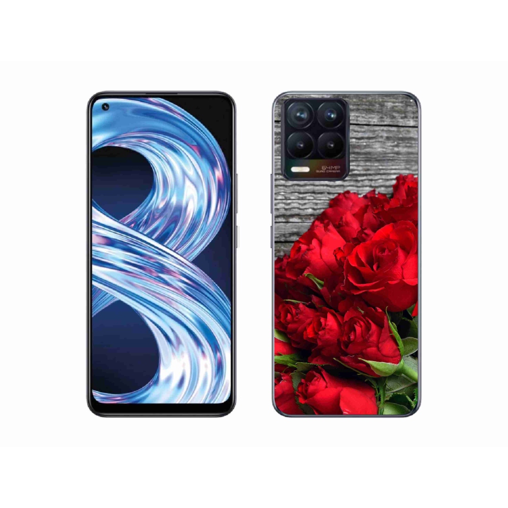 Gelový kryt mmCase na Realme 8 4G - červené růže