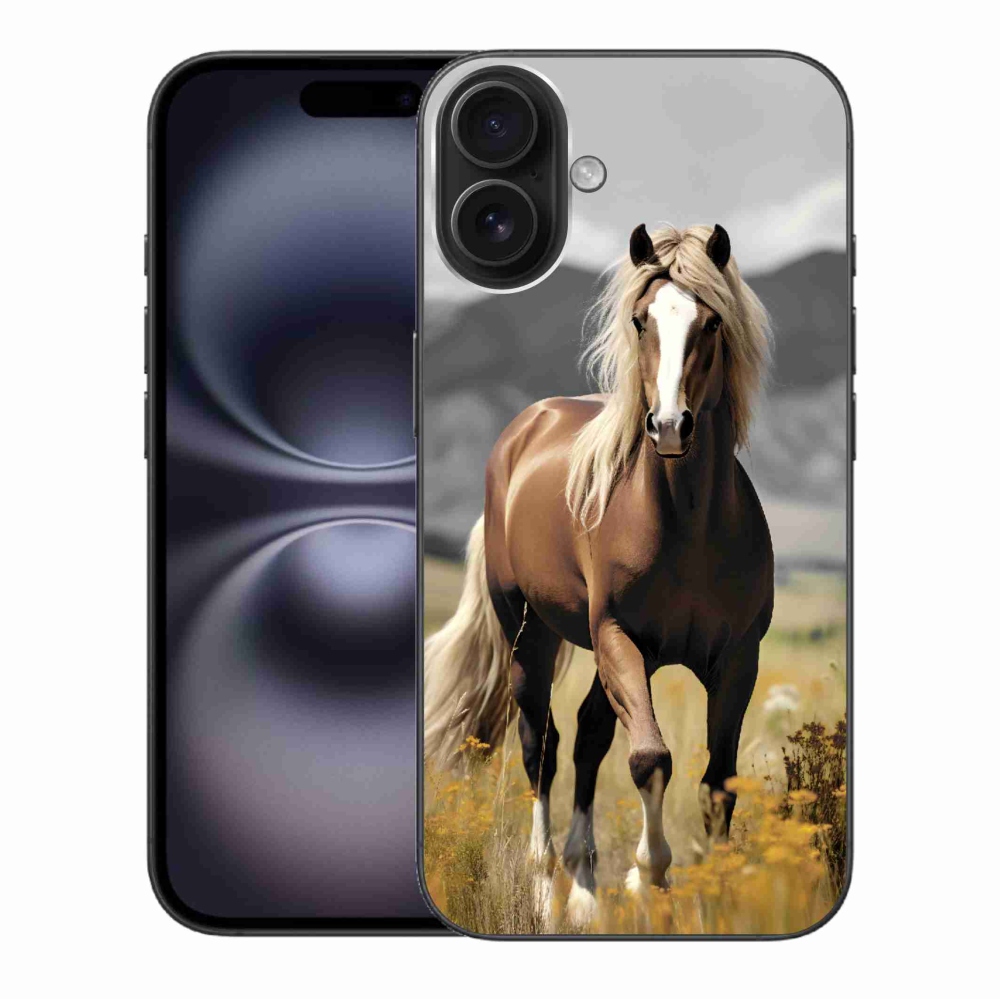 Gelový kryt mmCase na iPhone 16 Plus - hnědý kůň 1