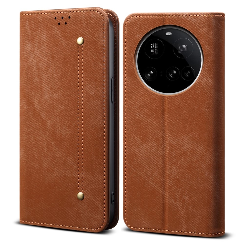 Jeanse knížkové pouzdro na Xiaomi 15 Ultra - hnědé