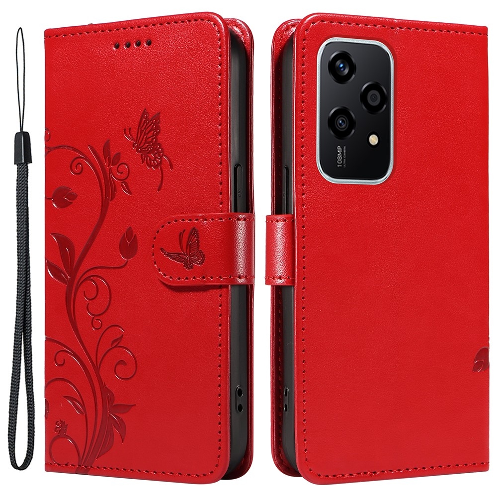 Flowers knížkové pouzdro na Honor 200 Lite 5G - červené