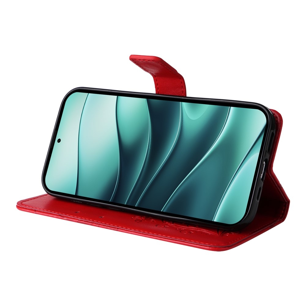 Big Butterfly knížkové pouzdro na Xiaomi Redmi Note 14 5G - červené