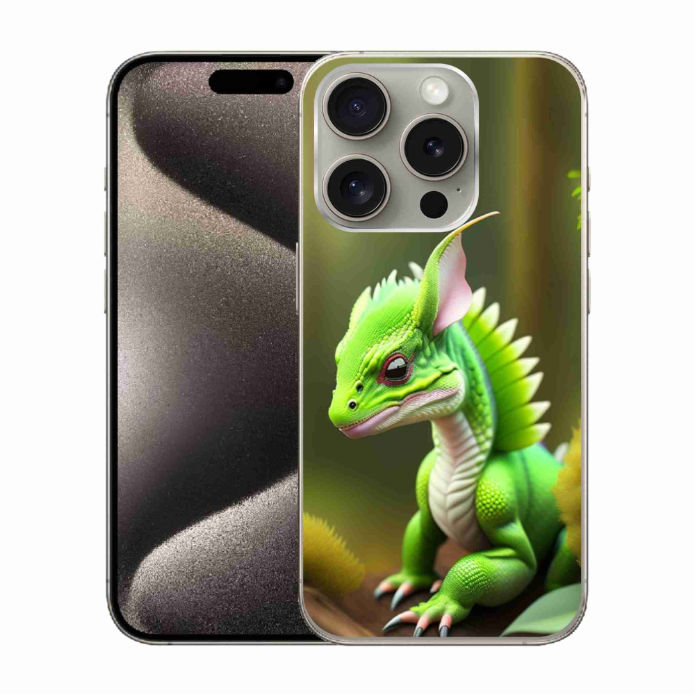 Gelový kryt mmCase na iPhone 15 Pro - zelený dráček