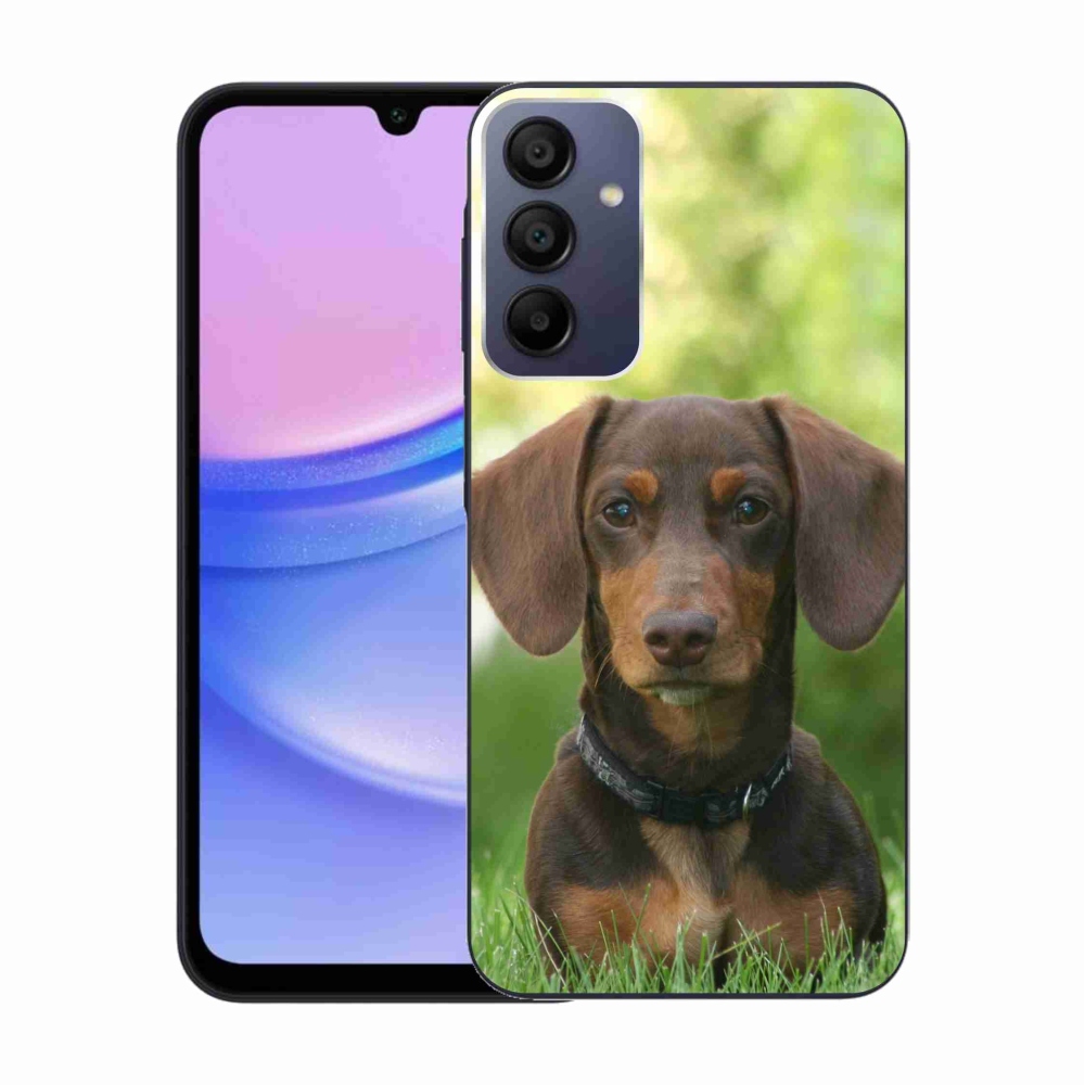 Gelový obal mmCase na Samsung Galaxy A15 4G/5G - hnědý jezevčík
