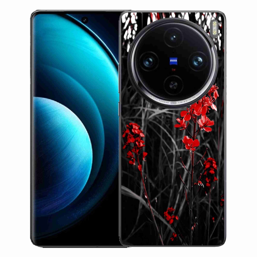 Gelový kryt mmCase na Vivo X100 Pro 5G - červená rostlina