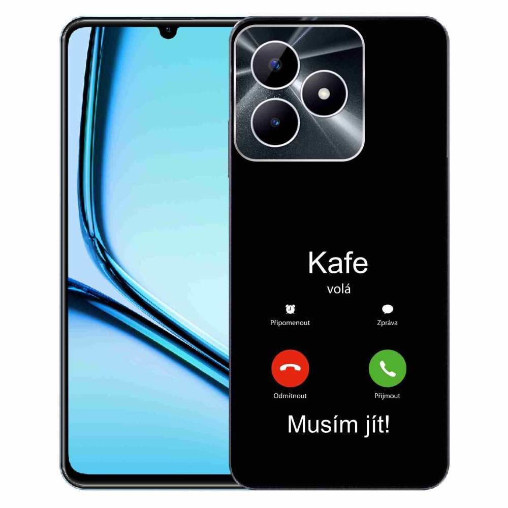 Gelový kryt mmCase na Realme Note 50 - kafe volá černé pozadí