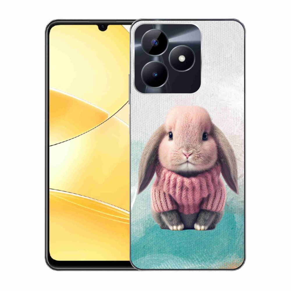 Gelový kryt mmCase na Realme C51/C53 - králíček ve svetru