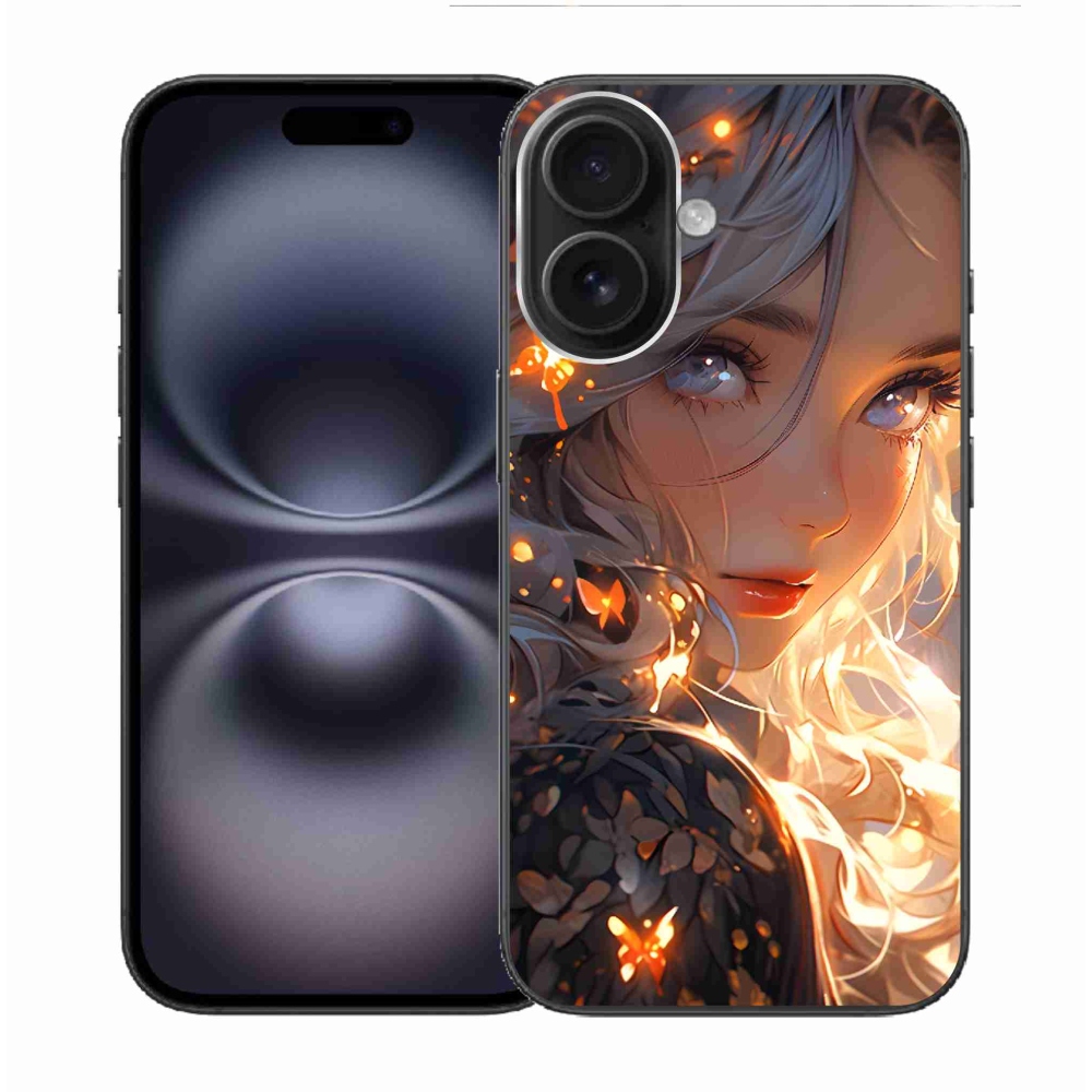 Gelový kryt mmCase na iPhone 16 - dívka a motýli