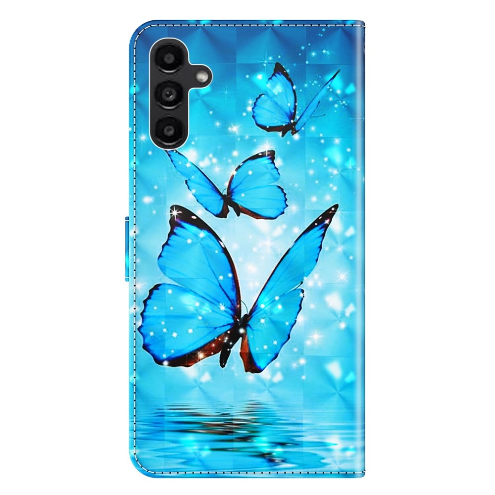 Print knížkové pouzdro na Samsung Galaxy A15 4G/5G - modří motýli