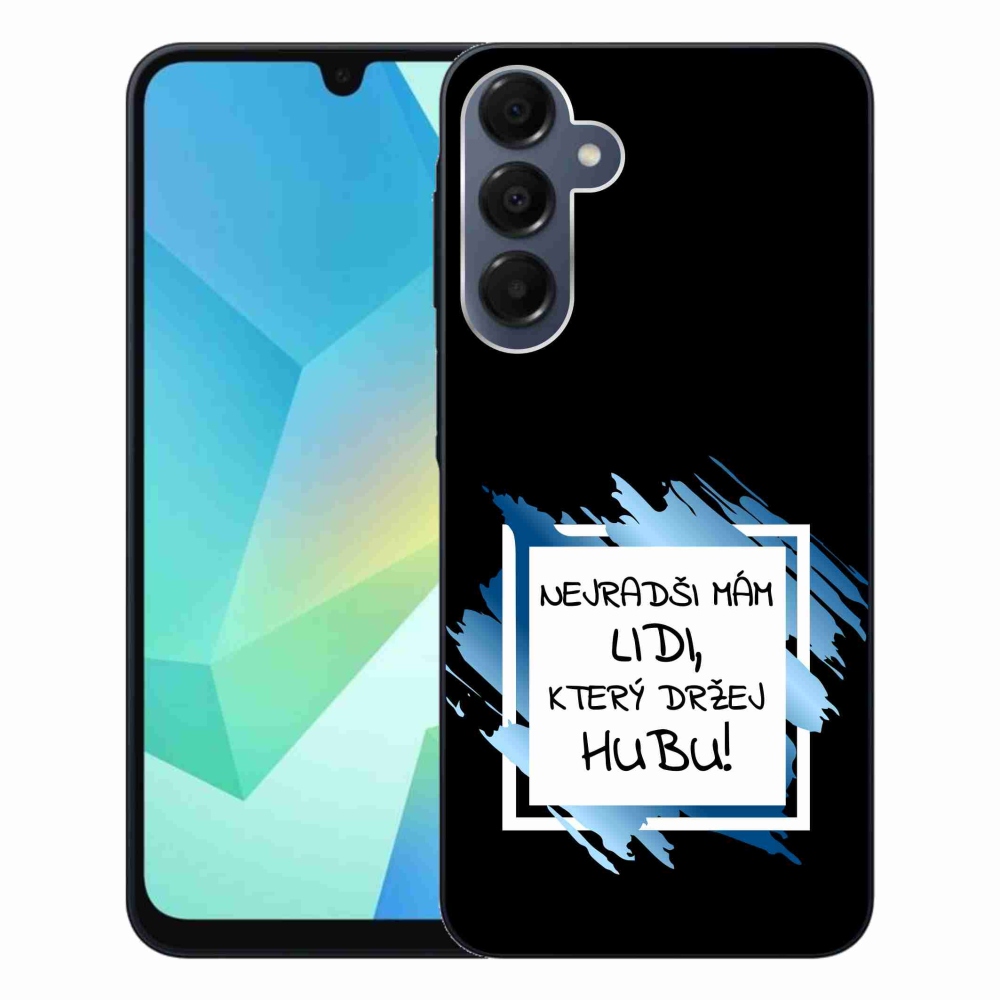 Gelový kryt mmCase na Samsung Galaxy A16 4G/5G - vtipný text 7 bíločerné pozadí