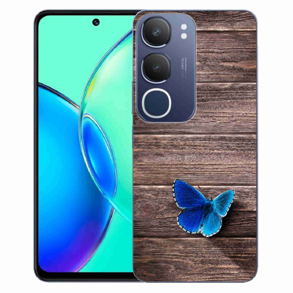 Gelový kryt mmCase na Vivo Y19s - modrý motýl 1