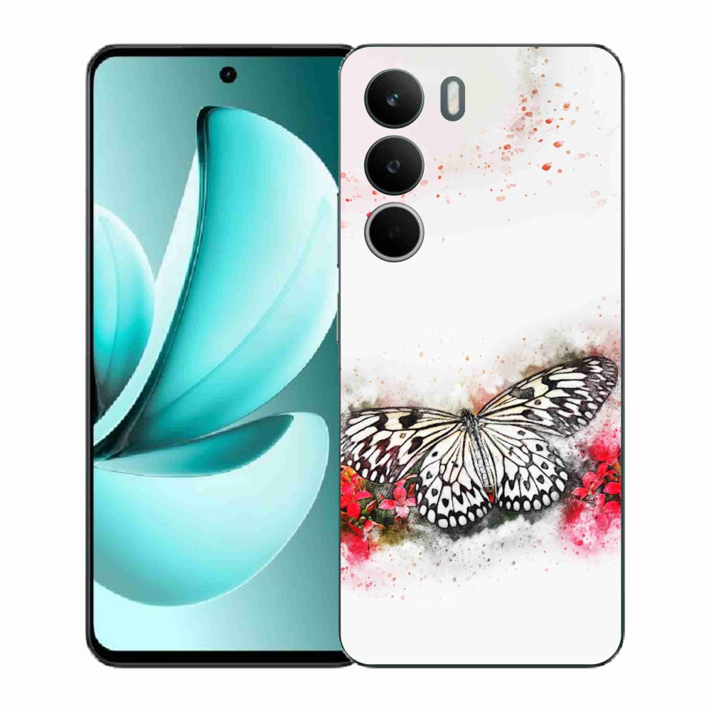 Gelový kryt mmCase na Realme C71 - černobílý motýl