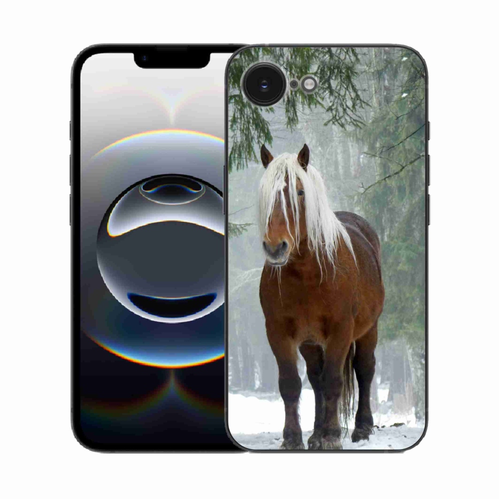 Gelový kryt mmCase na iPhone 16e - kůň v lese