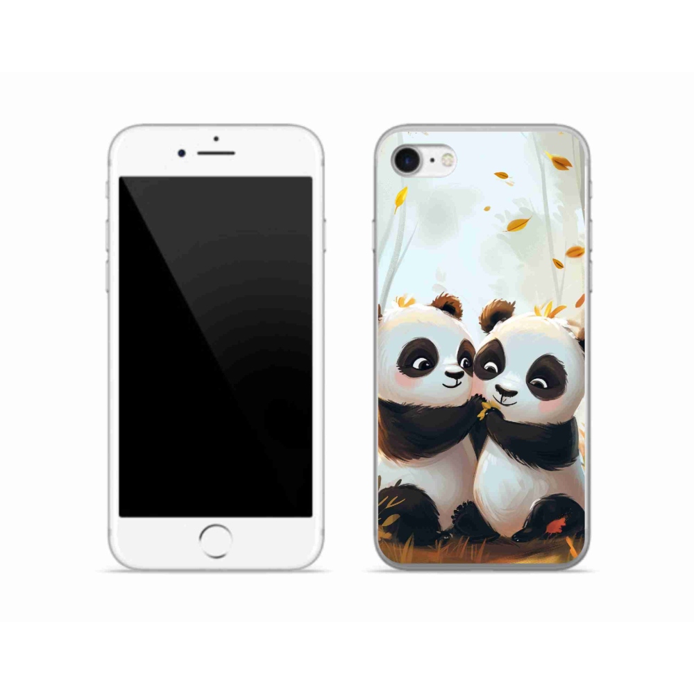 Gelový kryt mmCase na iPhone SE (2022) - pandy