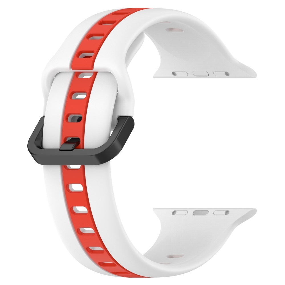 Strap silikonový řemínek na Apple Watch Ultra/Ultra 2 49mm/SE/SE 2022/2023 44mm/9/8/7 45mm/6/5/4 44mm/3/2/1 42 mm - bílý/červený