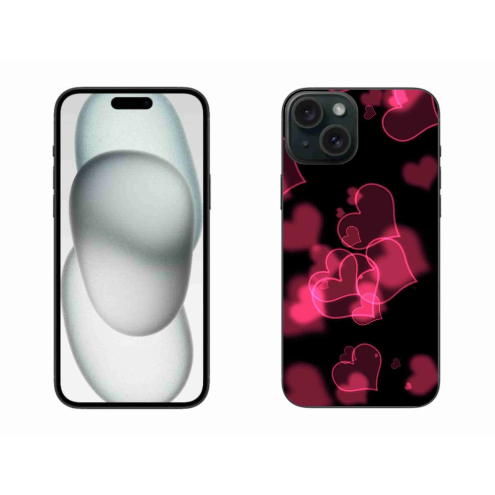 Gelový kryt mmCase na iPhone 15 Plus - červená srdíčka