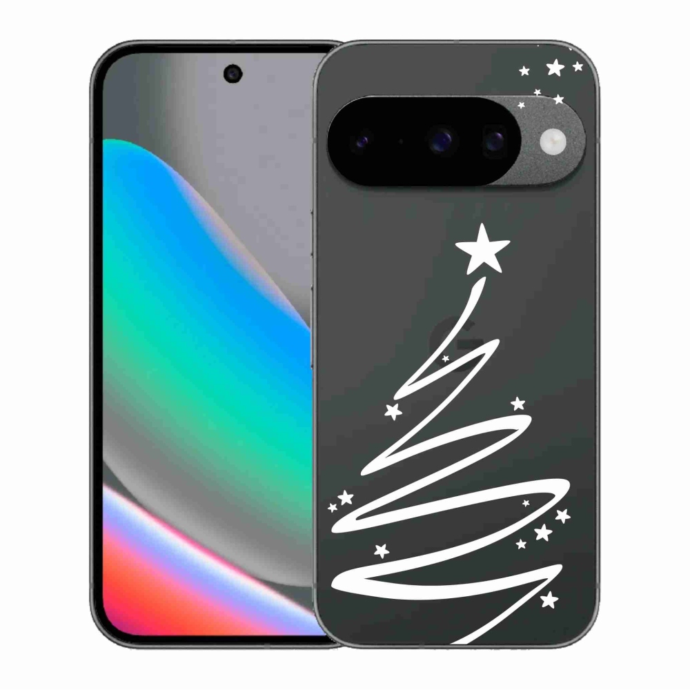 Gelový kryt mmCase na Google Pixel 10 - bílý stromeček na průhledném pozadí