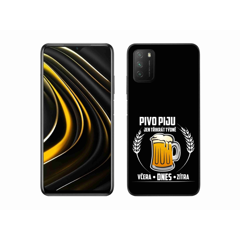 Gelový kryt mmCase na Xiaomi Poco M3 - pivní motiv černé pozadí