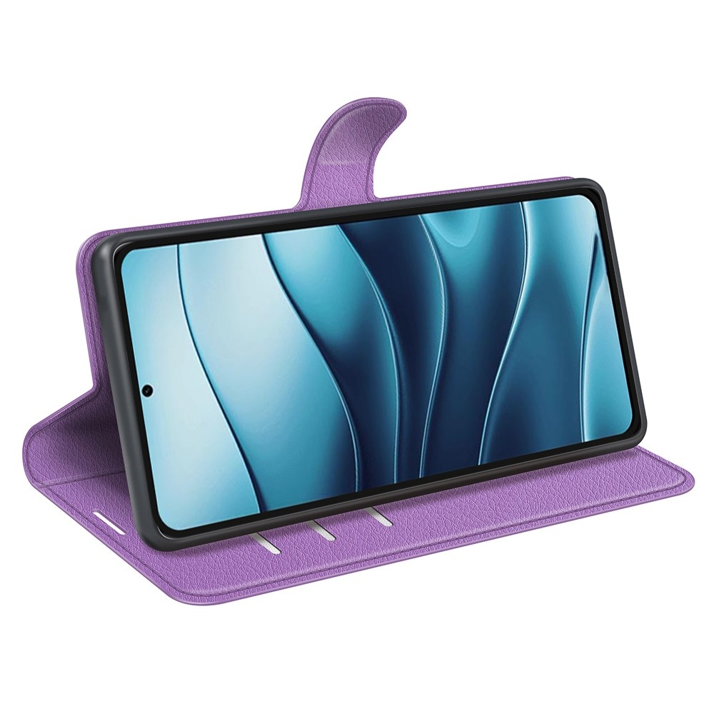 Litchi knížkové pouzdro na Xiaomi Redmi Note 14 5G - fialové