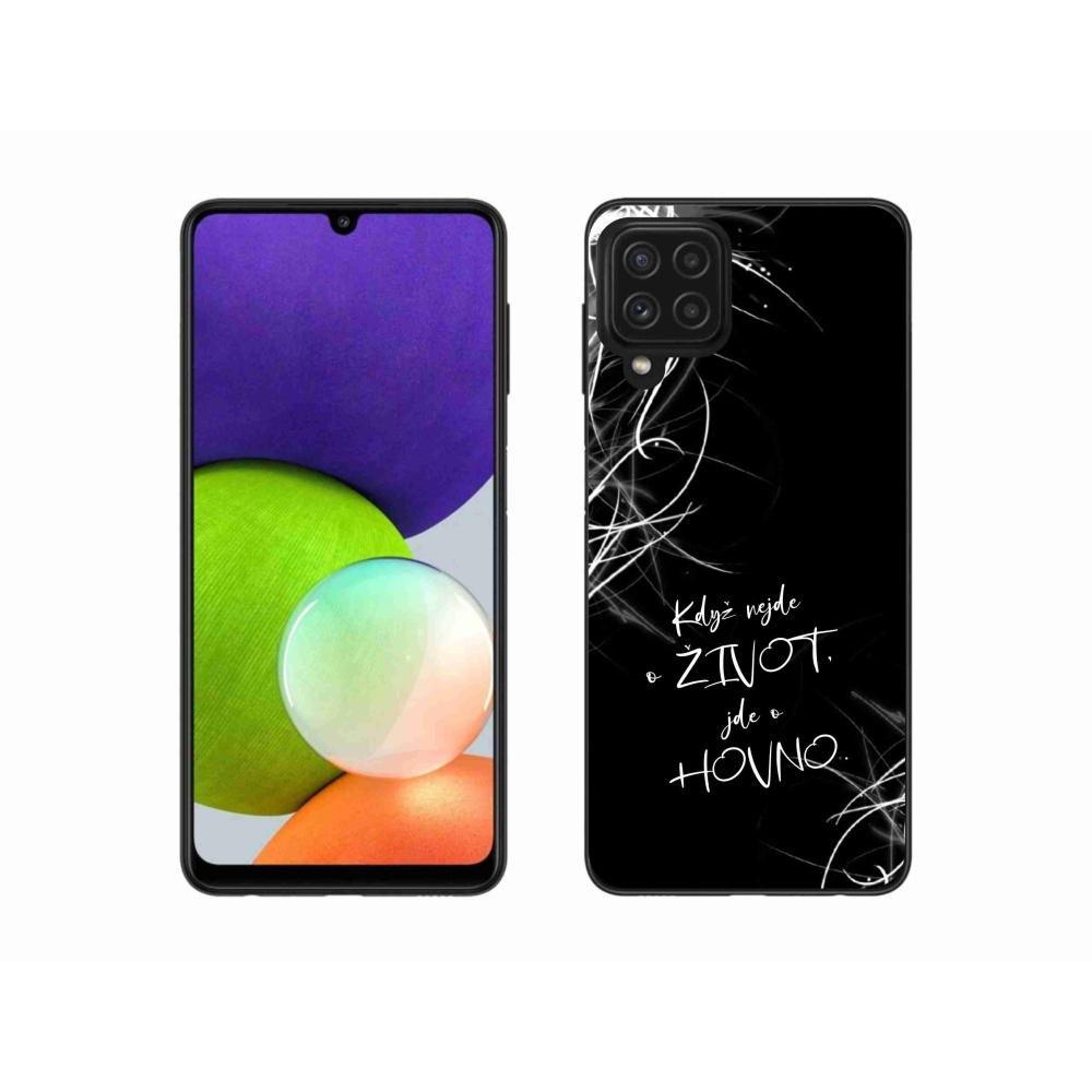 Gelový kryt mmCase na Samsung Galaxy A22 4G - vtipný text 16 černé pozadí