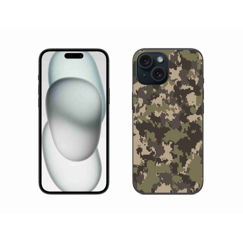 Gelový kryt mmCase na iPhone 15 - maskáčový vzor 12