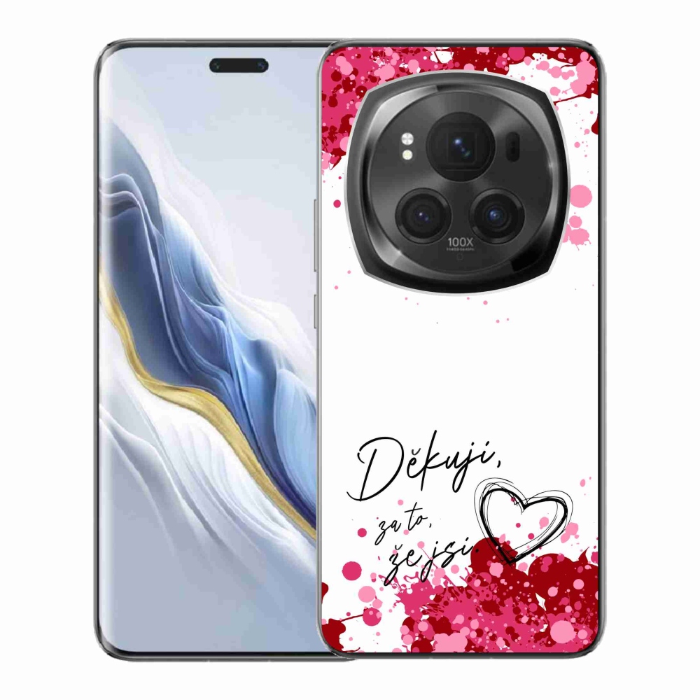 Gelový kryt mmCase na Honor Magic 6 Pro 5G - zamilovaný text 2 bílé pozadí