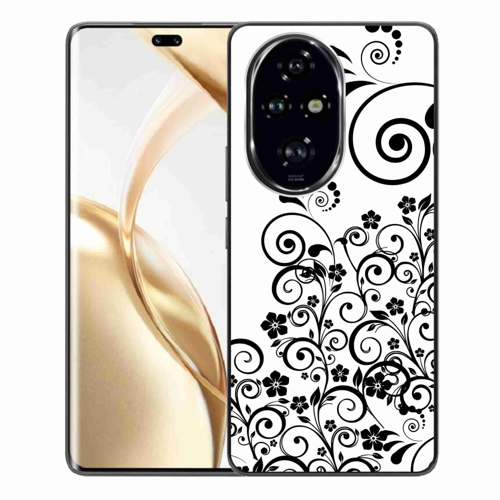 Gelový kryt mmCase na Honor 200 Pro 5G - černobílé květinové vzory