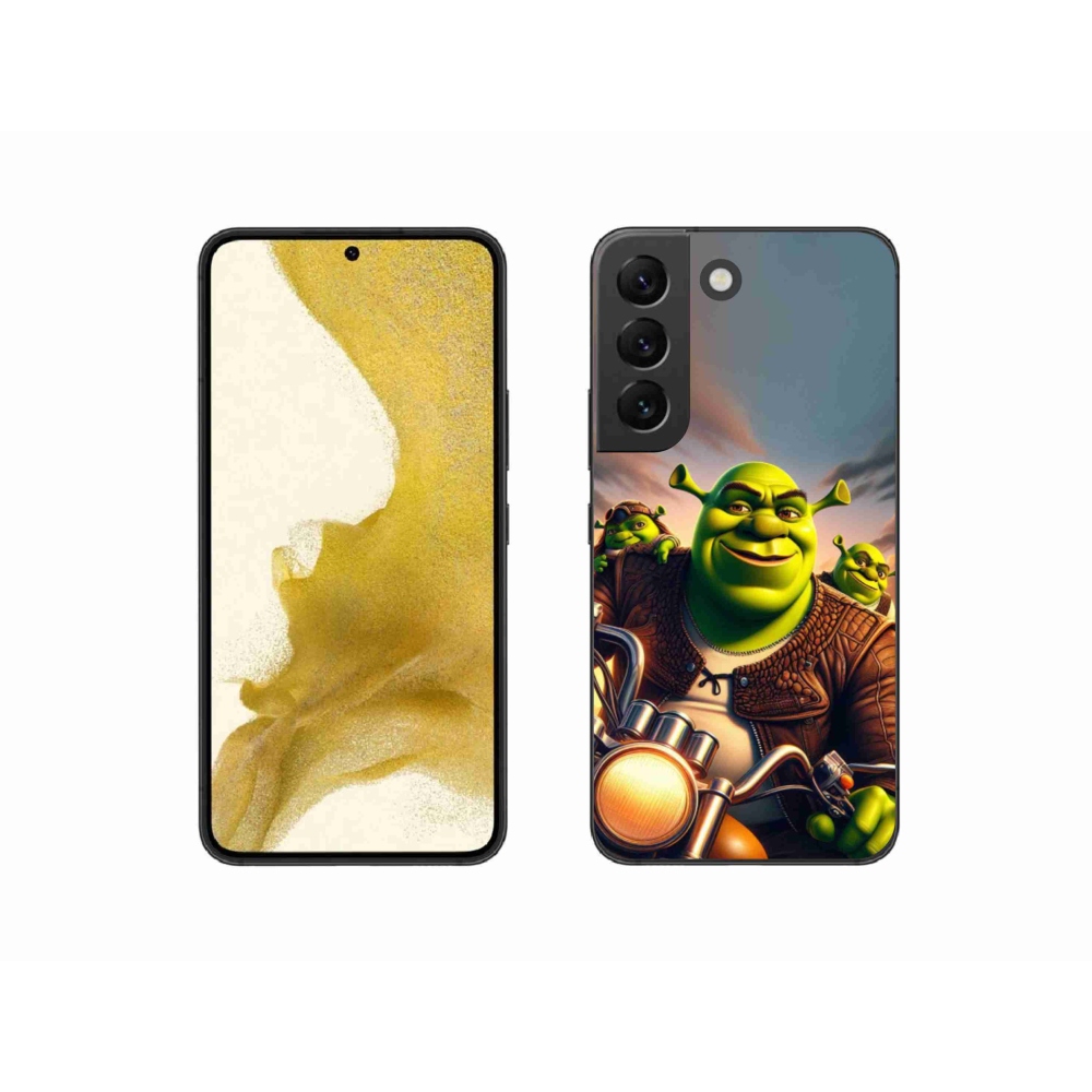 Gelový kryt mmCase na Samsung Galaxy S22 5G - shrek na motorce