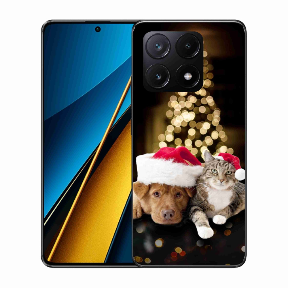 Gelový kryt mmCase na Xiaomi Poco X6 Pro 5G - vánoční pes a kočka