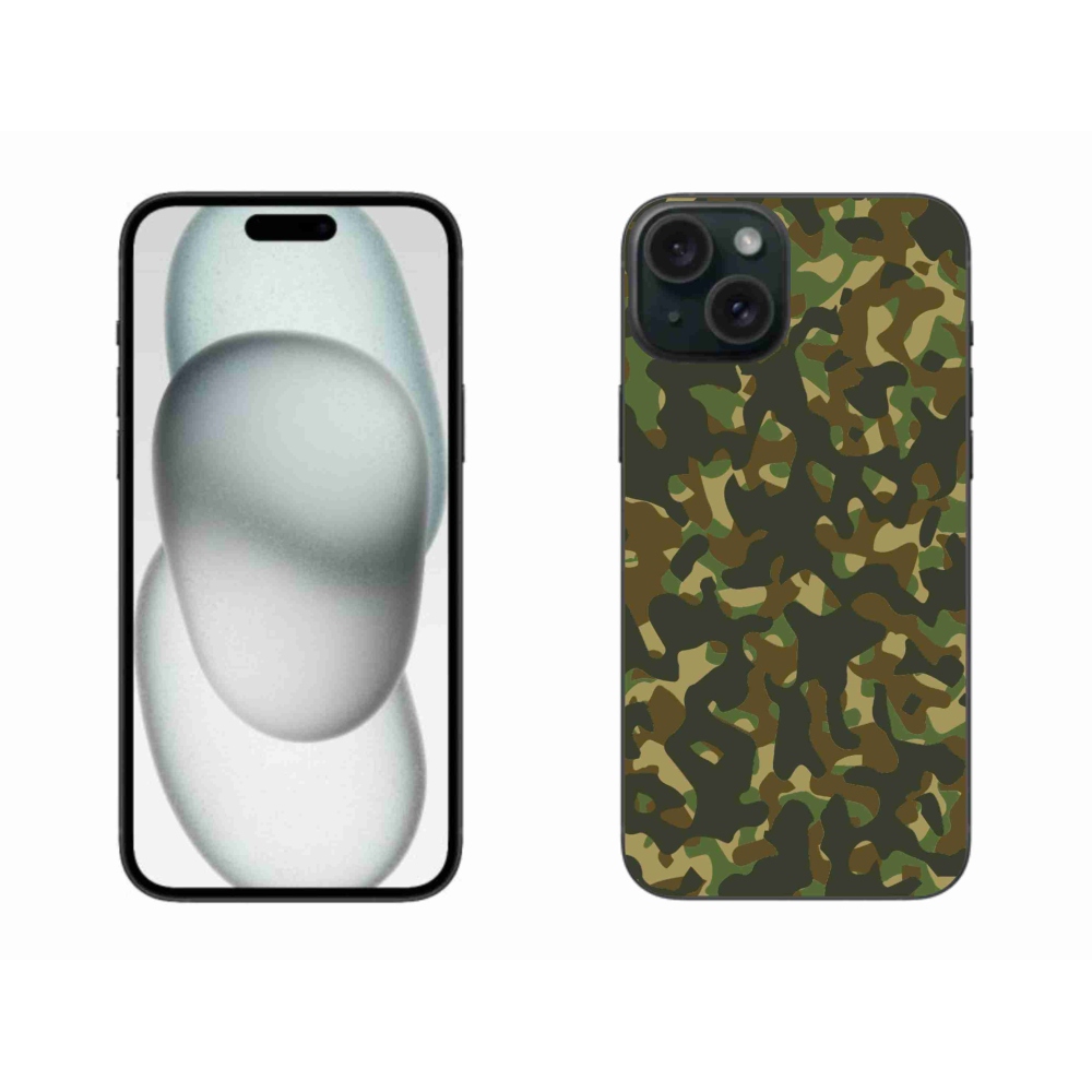 Gelový kryt mmCase na iPhone 15 Plus - maskáčový vzor 1