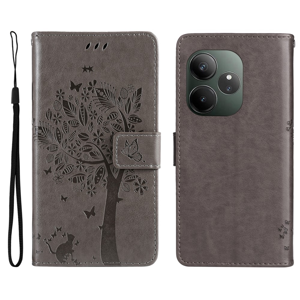Tree knížkové pouzdro na Realme GT 6 5G/GT 6T 5G - šedé
