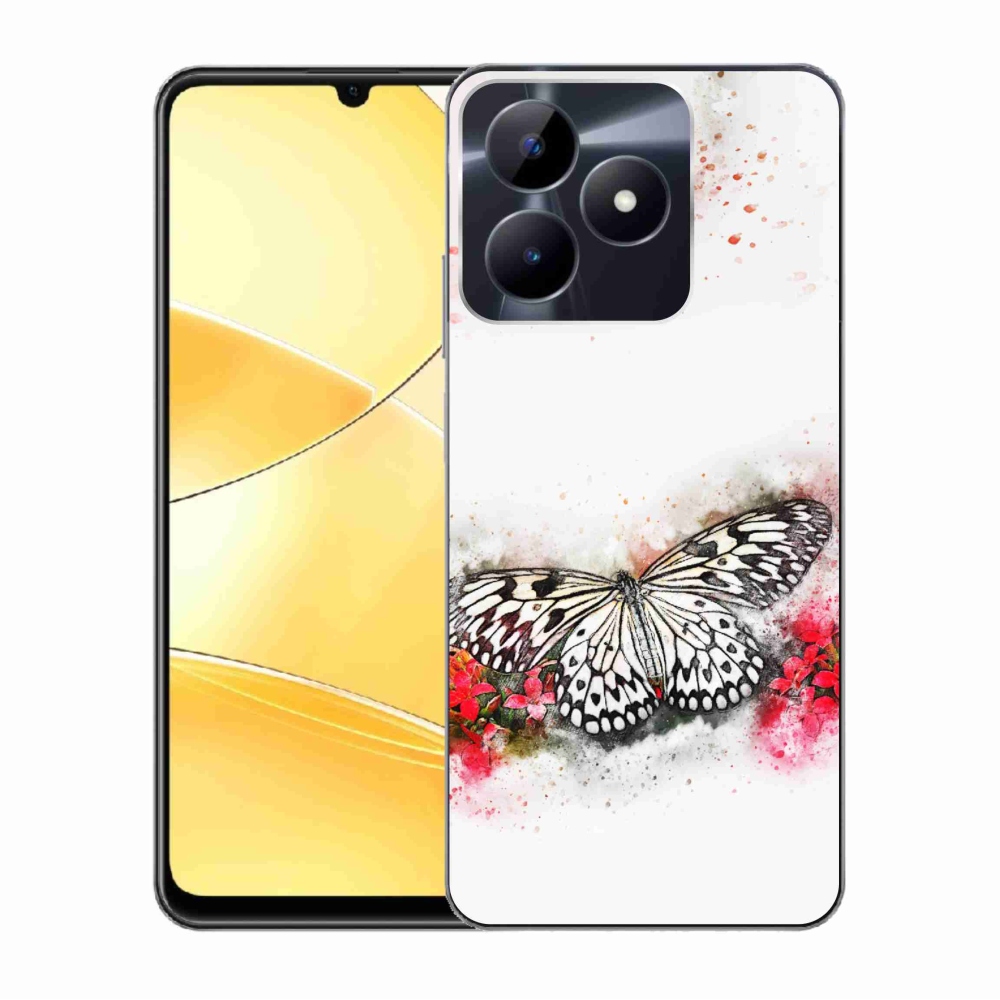 Gelový kryt mmCase na Realme C51/C53 - černobílý motýl