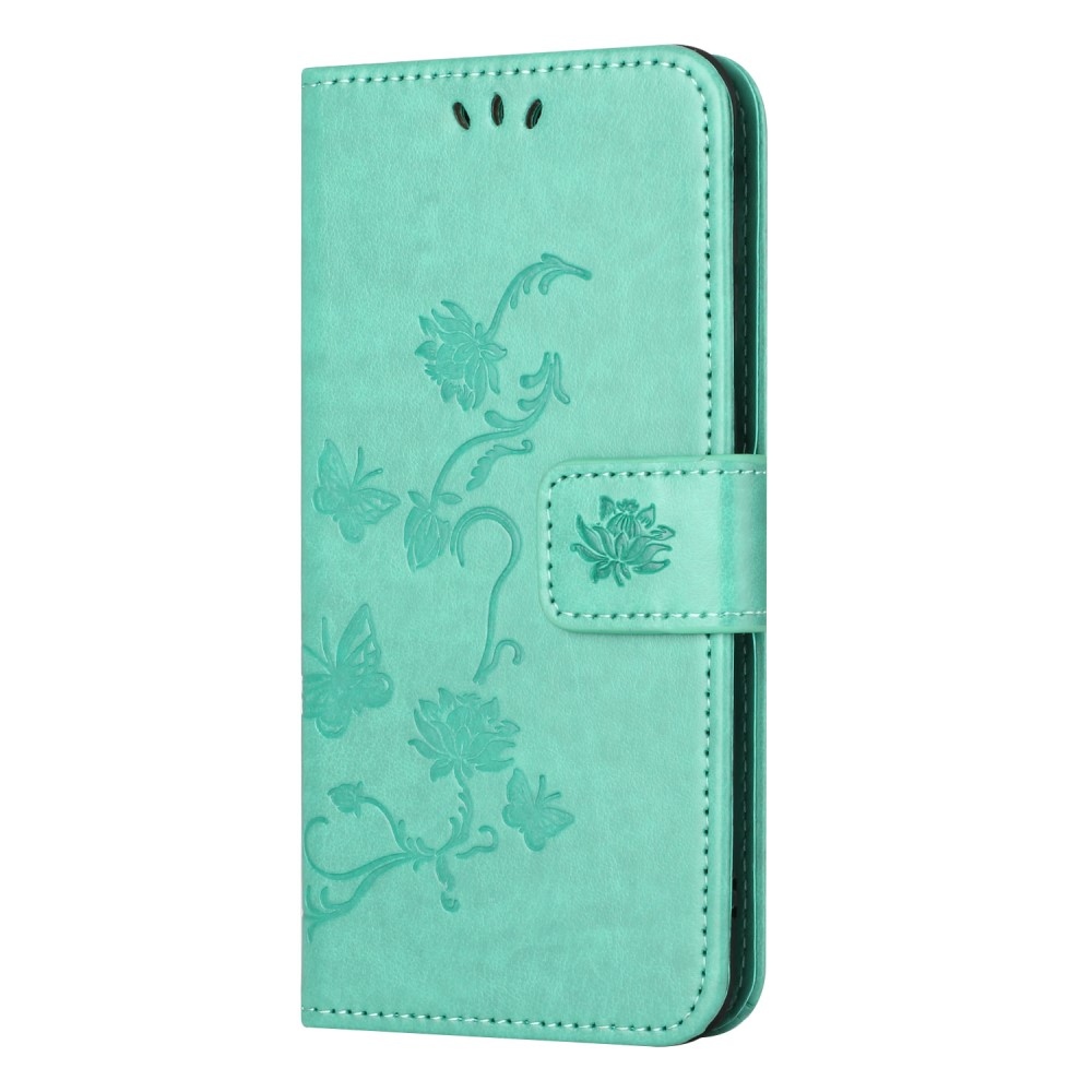 Flower knížkové pouzdro na Samsung Galaxy A55 5G - modrozelené