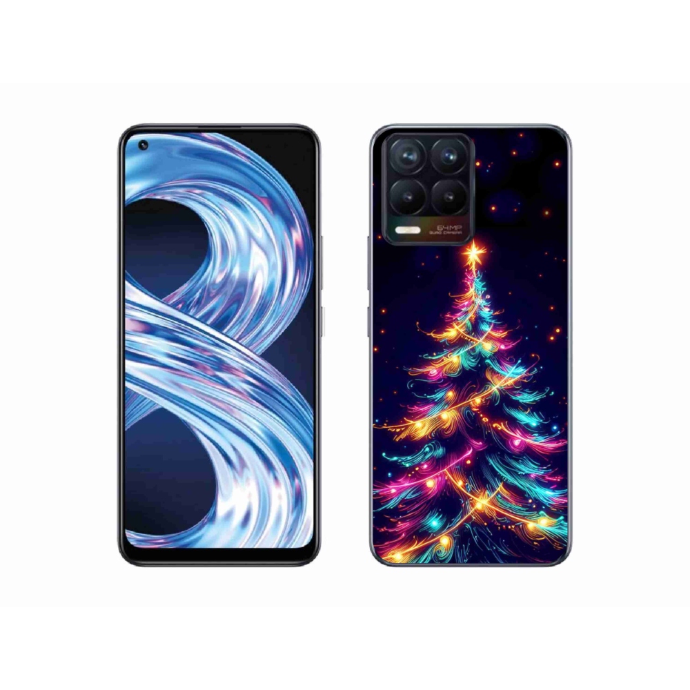 Gelový kryt mmCase na Realme 8 4G - neonový vánoční stromek