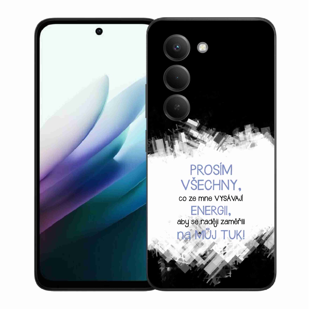 Gelový kryt mmCase na Xiaomi Redmi 15 4G/5G (171mm) - vtipný text 1 modrý