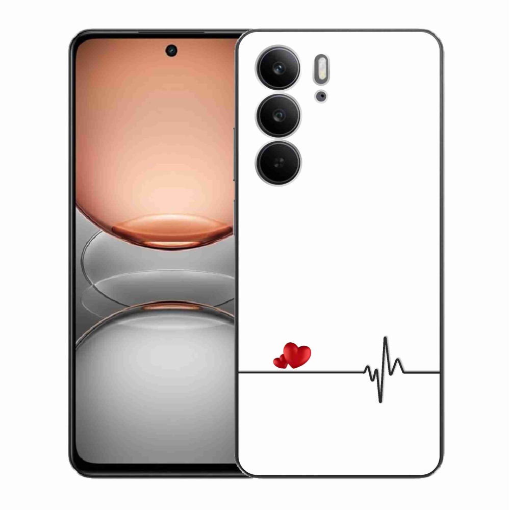 Gelový kryt mmCase na Realme C75 - srdce a tep bílé pozadí