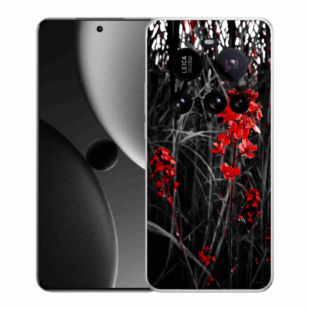 Gelový kryt mmCase na Xiaomi 15 Ultra - červená rostlina
