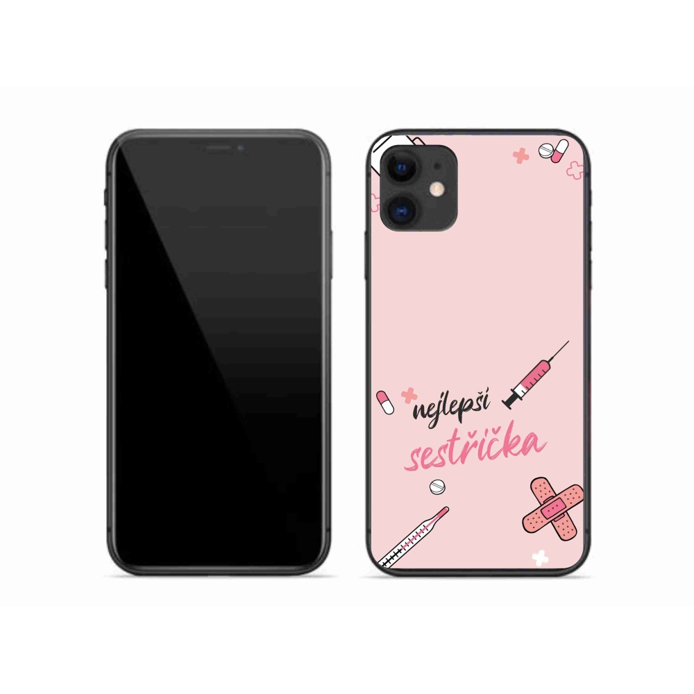 Gelový kryt mmCase na iPhone 11 - nejlepší sestřička růžové pozadí
