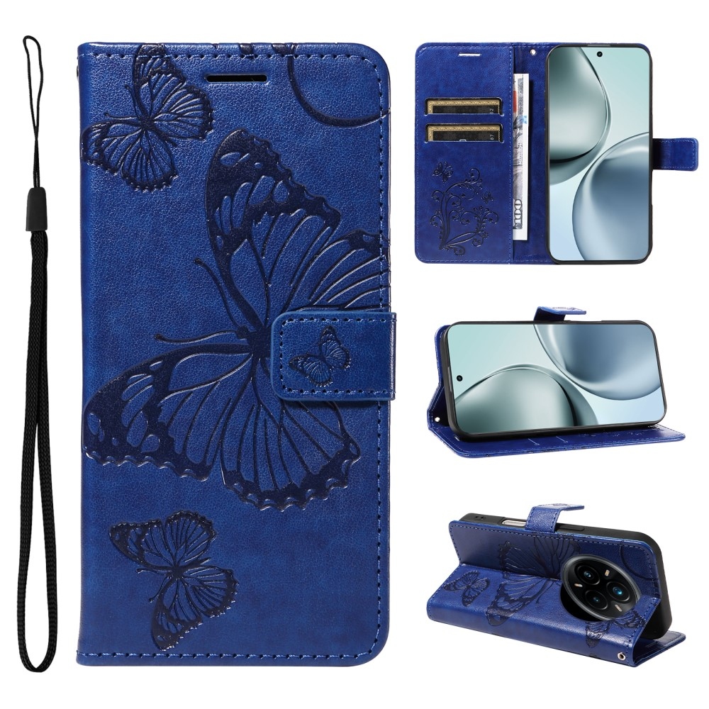 Big Butterfly knížkové pouzdro na Realme 14 Pro+ 5G - modré