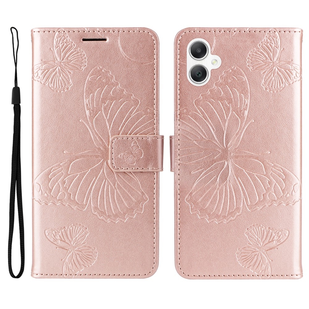 Big Butterfly knížkové pouzdro na Samsung Galaxy A06 4G - růžovozlaté