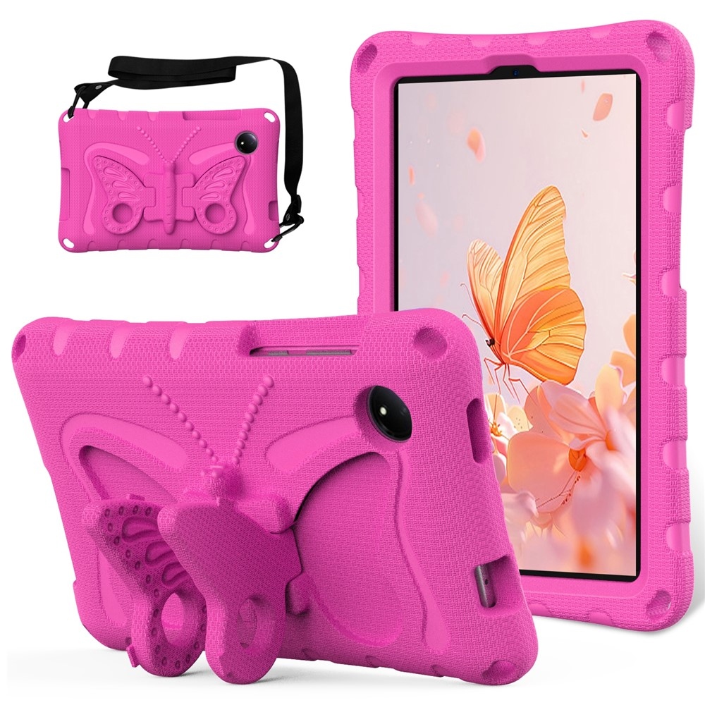 Kids Butterfly EVA odolné pouzdro s popruhem na tablet Xiaomi Redmi Pad SE 8.7 - rose